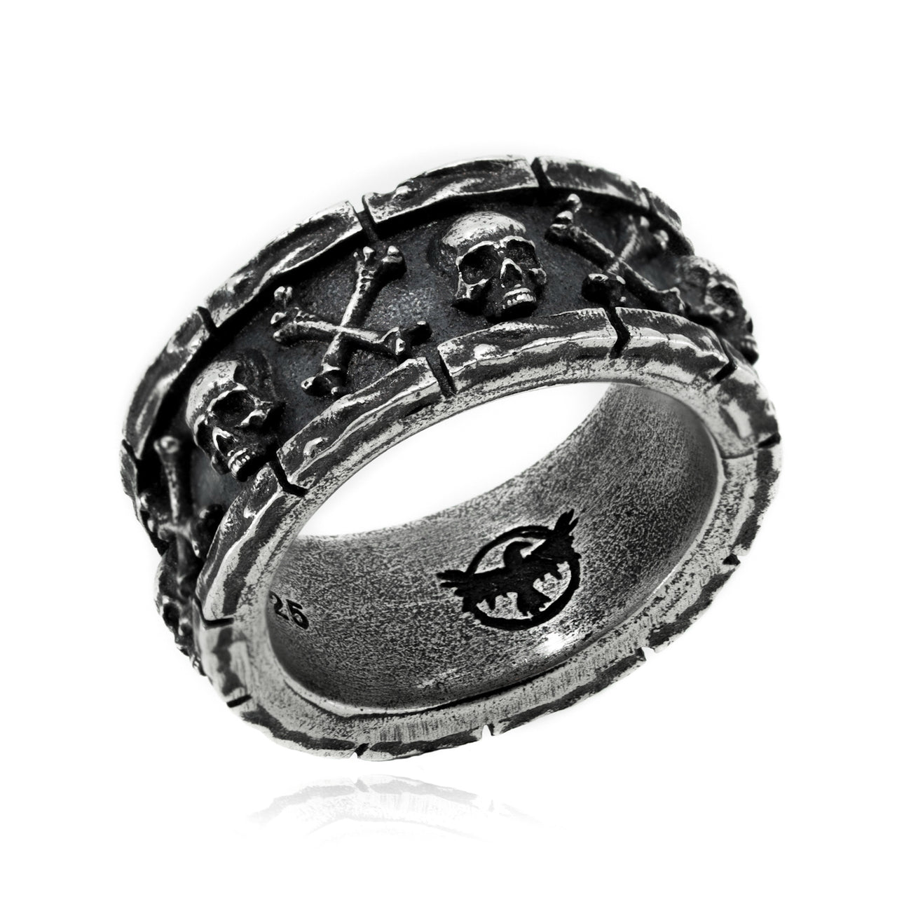 Crypt Ring - Chunky Sterling Silver Band Ring - Gothic Jewellery