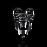 Thumbnail for Back Large S’Tan Bloodstock Ring - Sterling Silver - Black Feather Design