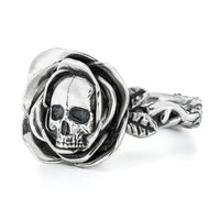 Thumbnail for Skull and rose ring in sterling silver - handmade - Black Feather Design