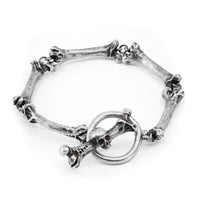 Thumbnail for Femurs Bracelet - Gothic Silver Bracelet - Black Feather Design