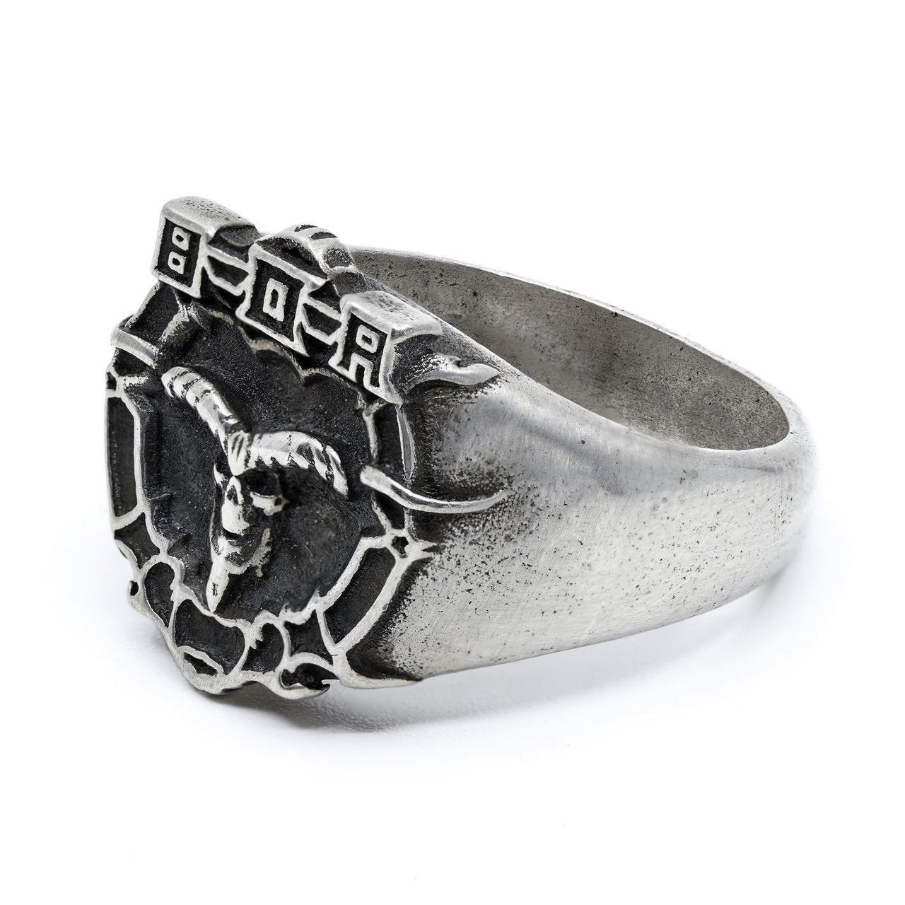 Bloodstock Signet Ring - 925 Silver - Black Feather Design