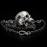 Thumbnail for Sterling Silver Skull Pendant - Gothic Jewellery - Black Feather Design