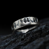 Thumbnail for Close up of large mountain ring - 925 Sterling Silver - Black Feather Design