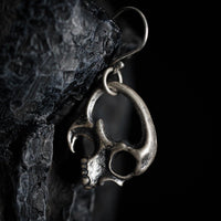 Thumbnail for Gothic Skull Drop Earring - Black Feather Design