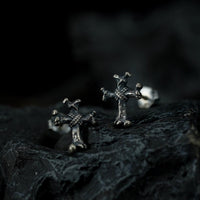 Thumbnail for Black Feather Design sterling silver bone cross stud earrings
