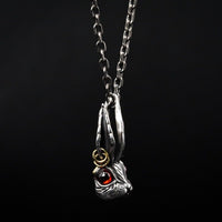 Thumbnail for Red Eyed rabbit pendant made in sterling silver by Black Feather Design