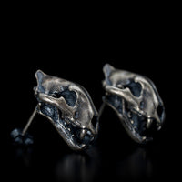 Thumbnail for Tiger Skull Stud earrings in 925 Sterling Silver by Black Feather Design