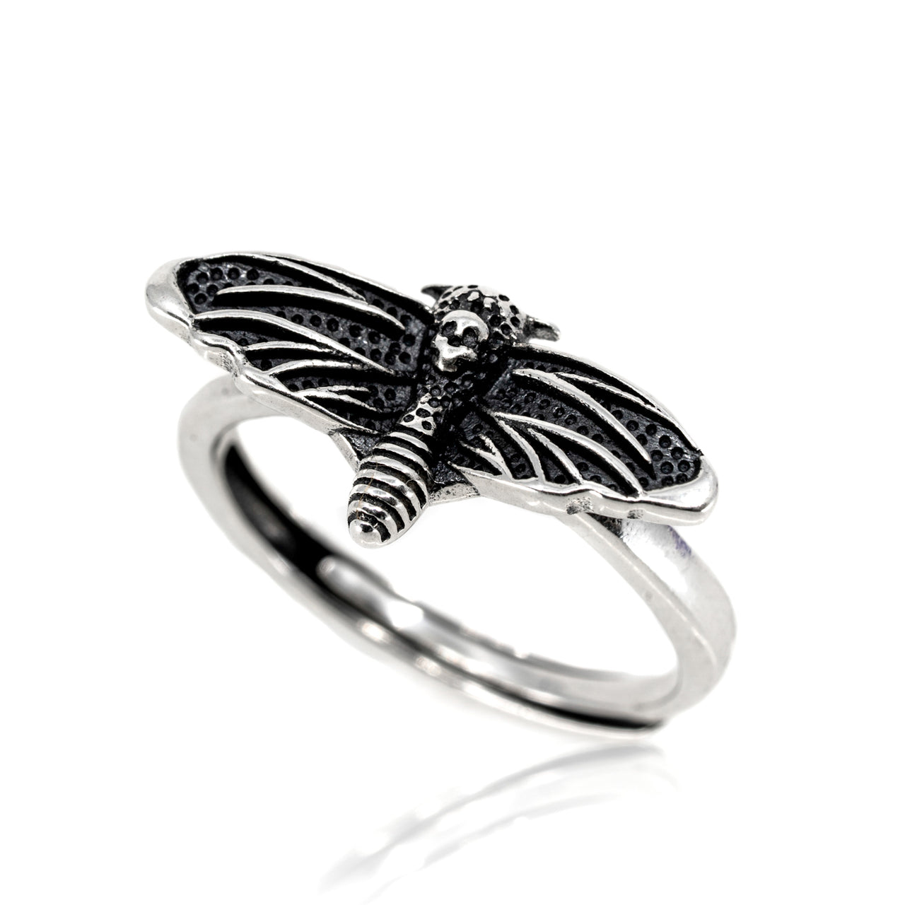 Sterling silver witchy moth ring - Black Feather Design