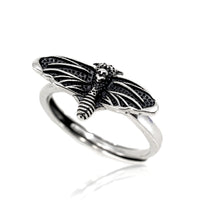 Thumbnail for Sterling silver witchy moth ring - Black Feather Design