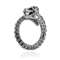 Thumbnail for Sterling Silver Monster T-Rex Ring on white background - Black Feather Design