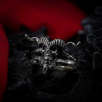 Thumbnail for Small S’Tan - Sterling Silver Bloodstock Ring - Black Feather Design