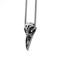 Thumbnail for Stainless Steel Raven Skull Pendant - Black Feather Design