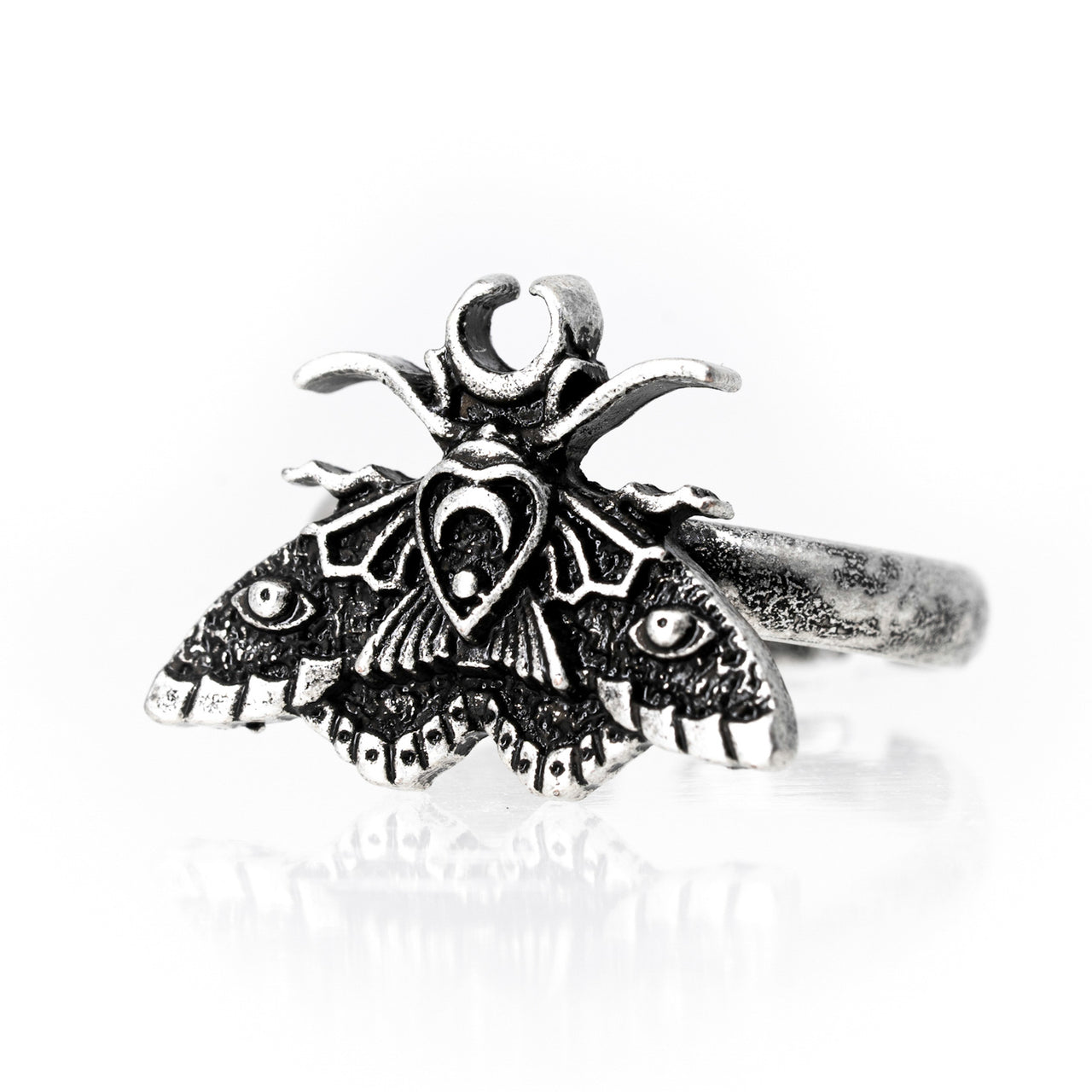 Witchy Moth Ring - Black Feather Design