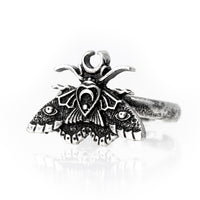 Thumbnail for Witchy Moth Ring - Black Feather Design