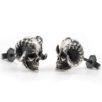 Thumbnail for Beelzebub Stud Earring - Sterling Silver Gothic Earrings - Black Feather Design