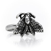 Thumbnail for Chunky Moth Ring - Gothic Witchy Ring - Black Feather Design