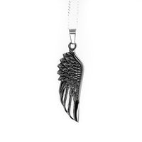 Thumbnail for Stainless Steel Feather Pendant - Black Feather Design
