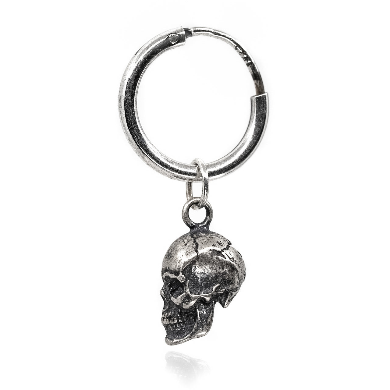 Skull Earrings - Anatomical Skull Drop Earring - Sterling Silver