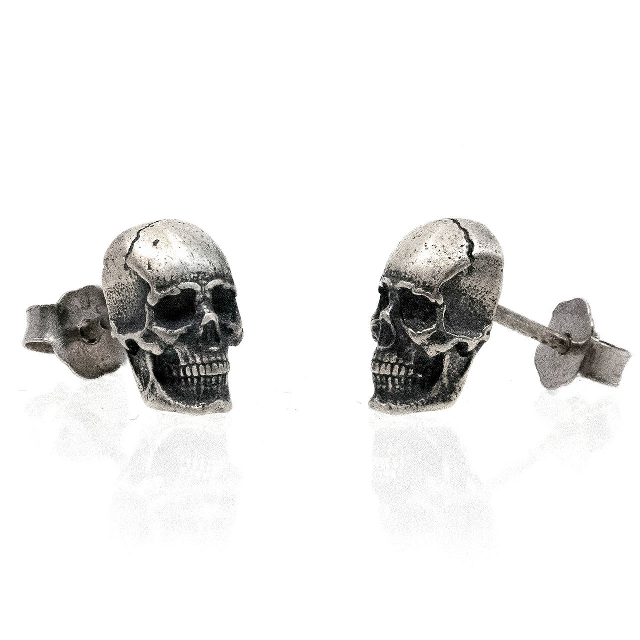 Skull Stud Earrings - Sterling Silver - Gothic Earrings