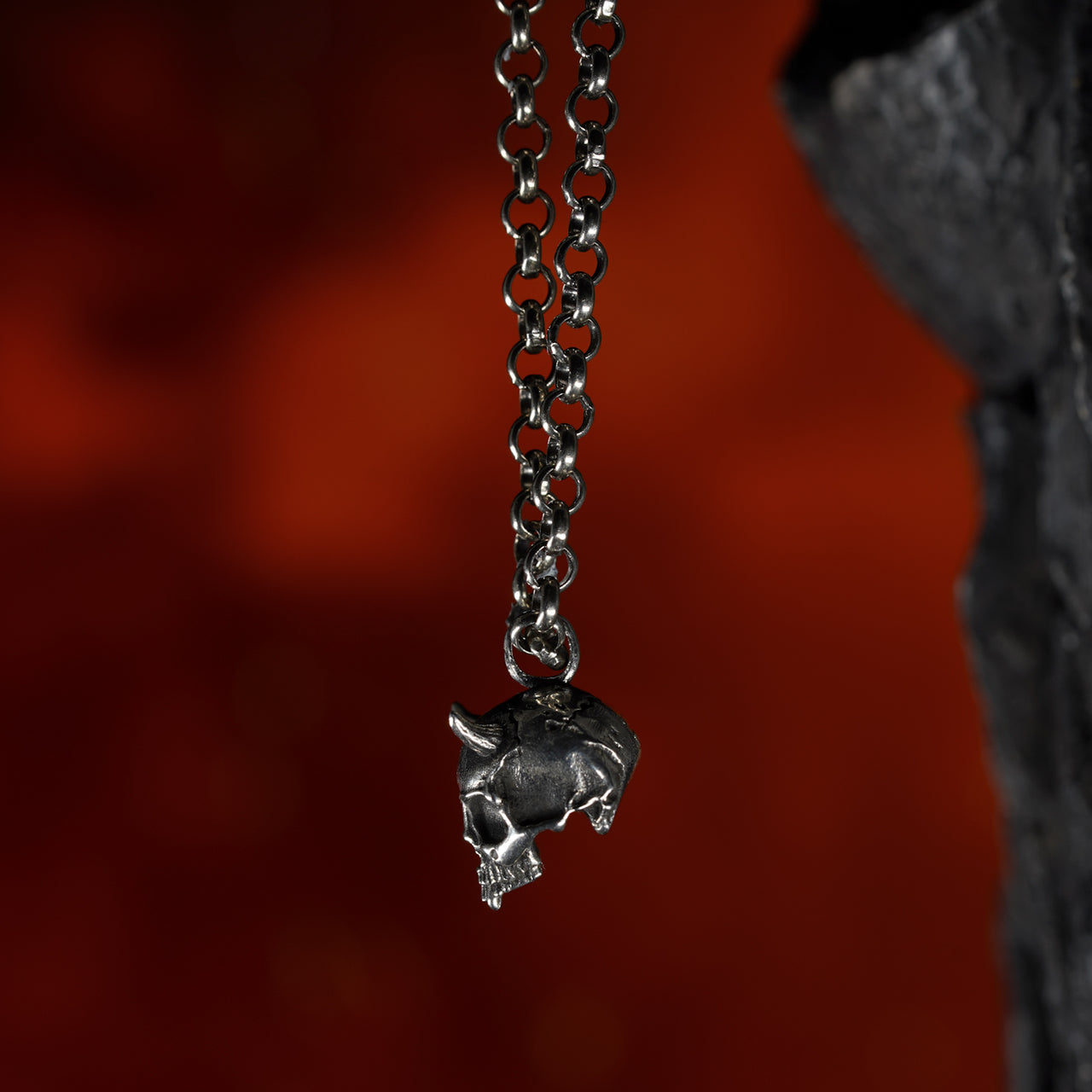 Diabolus Pendant - Sterling Silver Pendant set in a demonic background- gothic demon necklace