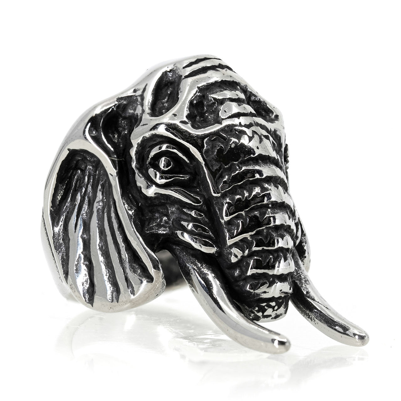 Elephant King - Stainless Steel - Black Feather Design