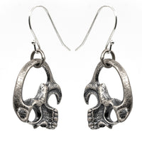 Thumbnail for Skull Earring - Gothic Earrings - Black Feather Design