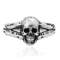 Thumbnail for Small Skull Ring - Sterling Silver - Black Feather Design