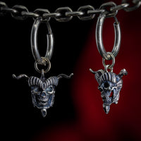 Thumbnail for S’Tan Skull Drop Earrings - Bloodstock - Sterling Silver - Black Feather Design