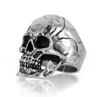 Thumbnail for Large Stainless Steel Skull Ring - Black Feather Design
