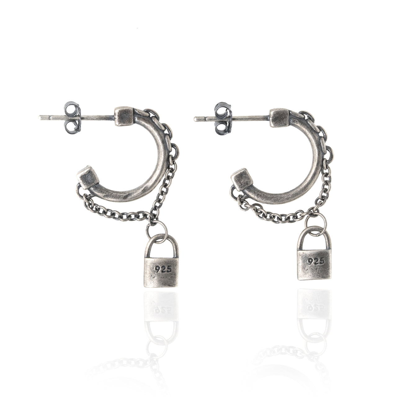 Lock and chain earring