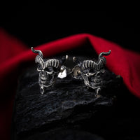 Thumbnail for S’Tan Skull Stud Earrings - Bloodstock - Black Feather Design