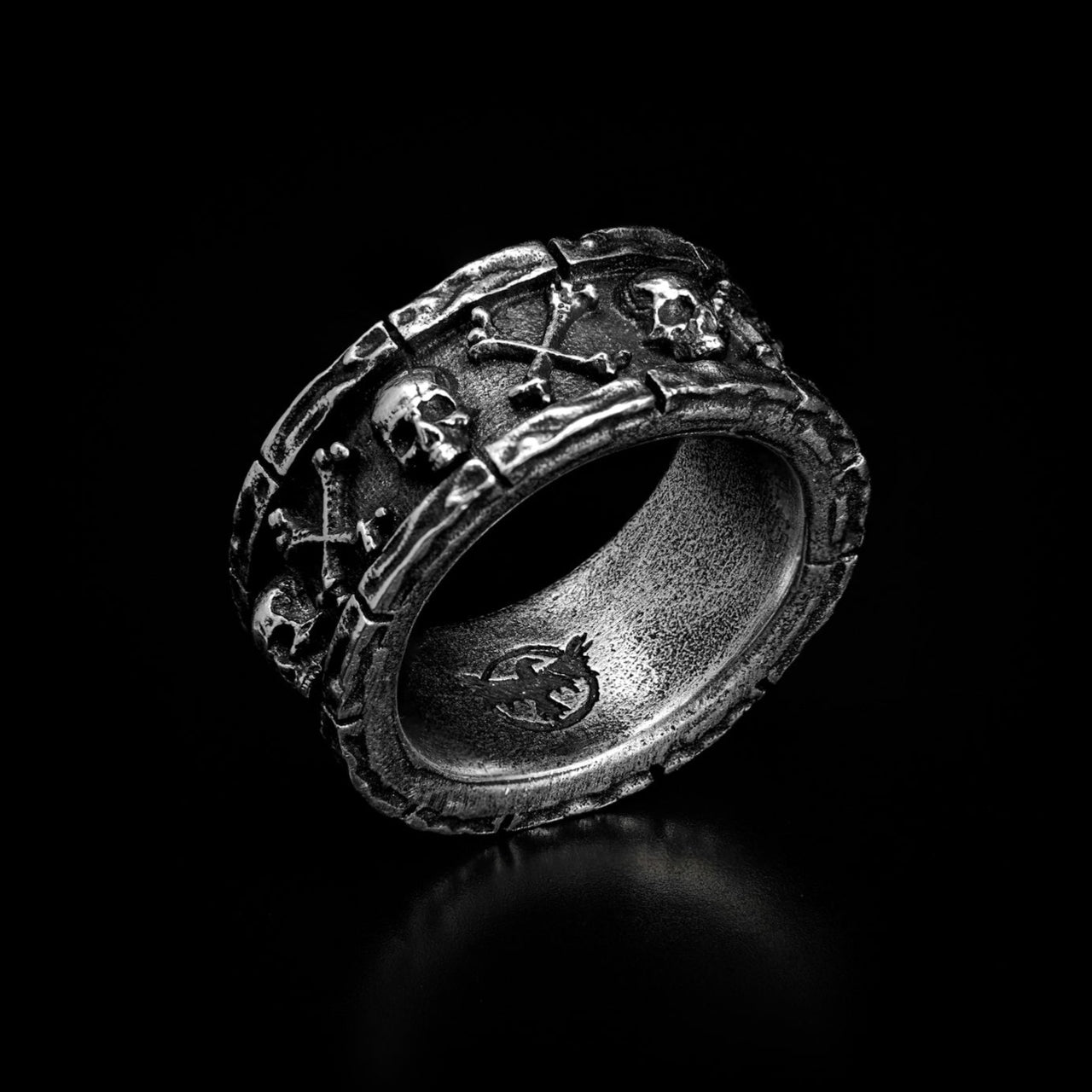 Crypt Ring - Chunky Sterling Silver Band Ring - Gothic Jewellery