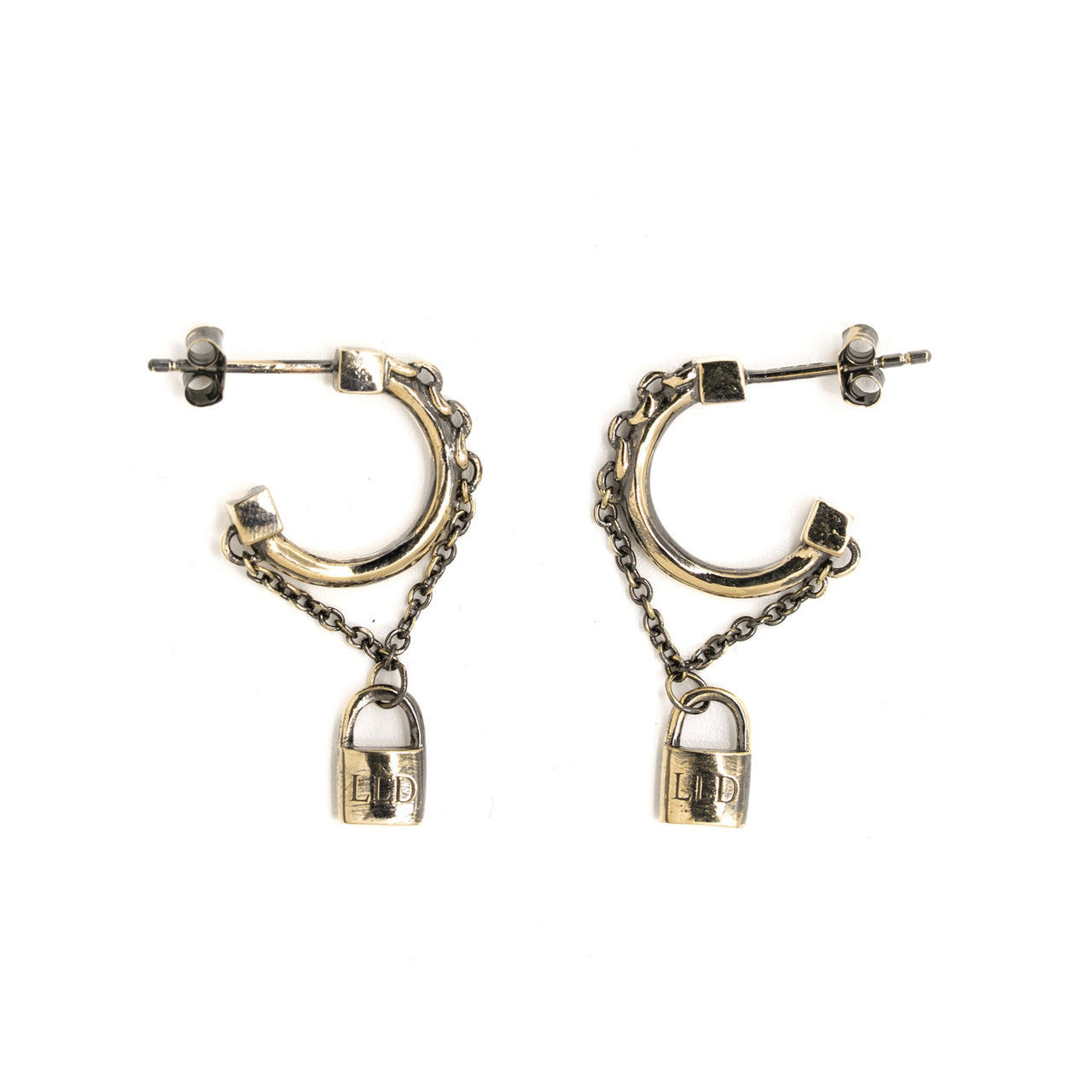 Lock and chain earring - Gold
