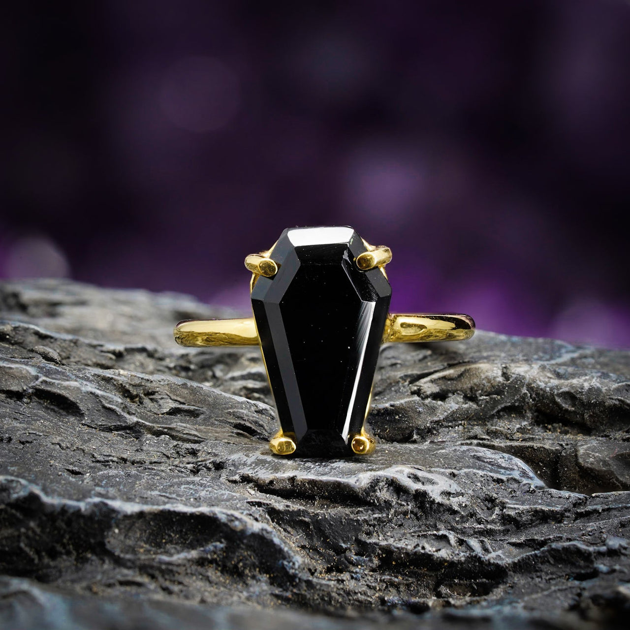 Gemstone Coffin Ring