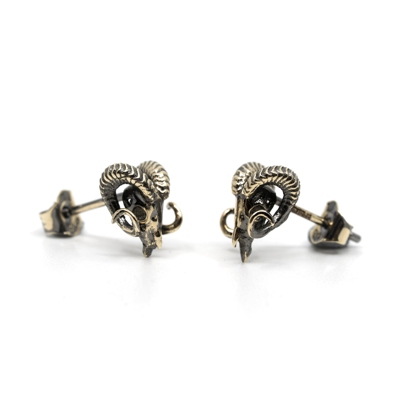Ram Skull Studs - Gold