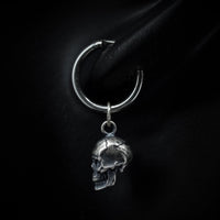 Thumbnail for Skull earring - sterling silver - black feather design