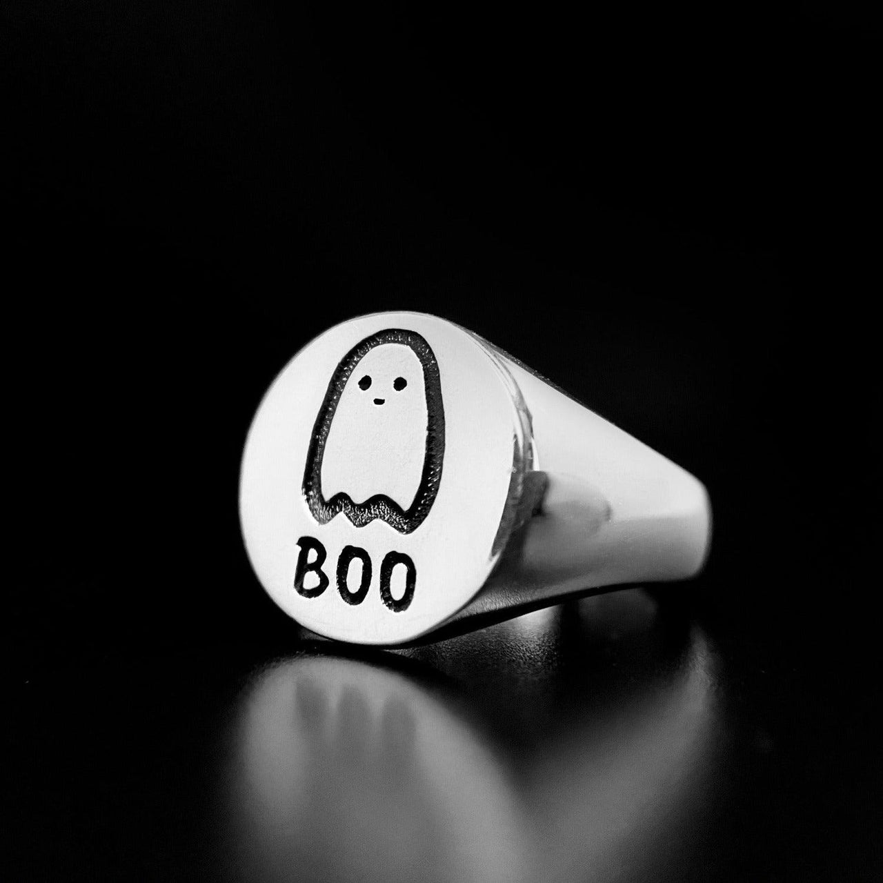 Boo Designs Rings 925 Sterling Silver Ghost Signet Ring Ring