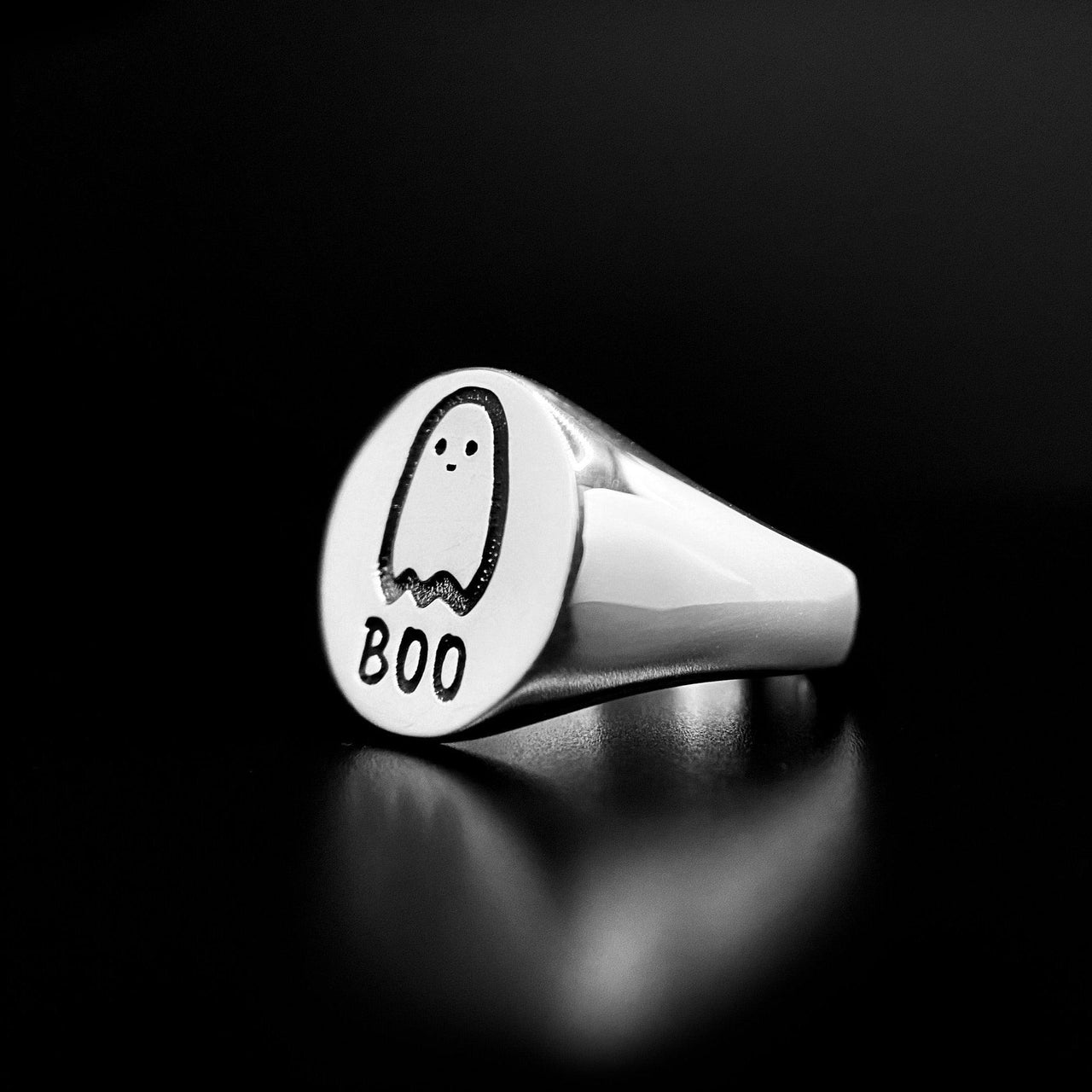 Boo Designs Rings 925 Sterling Silver Ghost Signet Ring