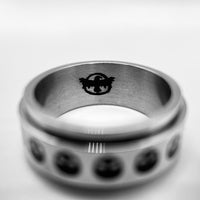 Thumbnail for Black Feather Design hallmark on Skull Icon Spinner Ring
