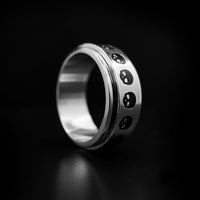 Thumbnail for Stainless Steel Spinner Ring with skulls by Black Feather Design