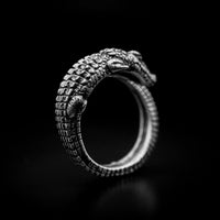 Thumbnail for Back of Gothic Crocodile Ring by Black Feather Design