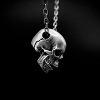 Thumbnail for Sterling Silver Skull Pendant - Gothic Jewellery - Black Feather Design