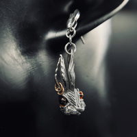 Thumbnail for 925 Sterling Silver Rabbit Earrings with Red eyes and gold details