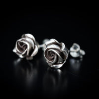 Thumbnail for Black Feather Design Rose Earrings