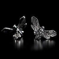 Thumbnail for 925 Sterling Silver Moth Stud Earrings - Black Feather Design