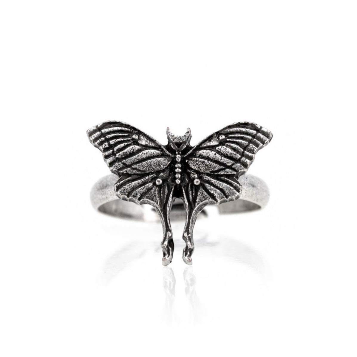 Luna Moth Ring - Black Feather Design