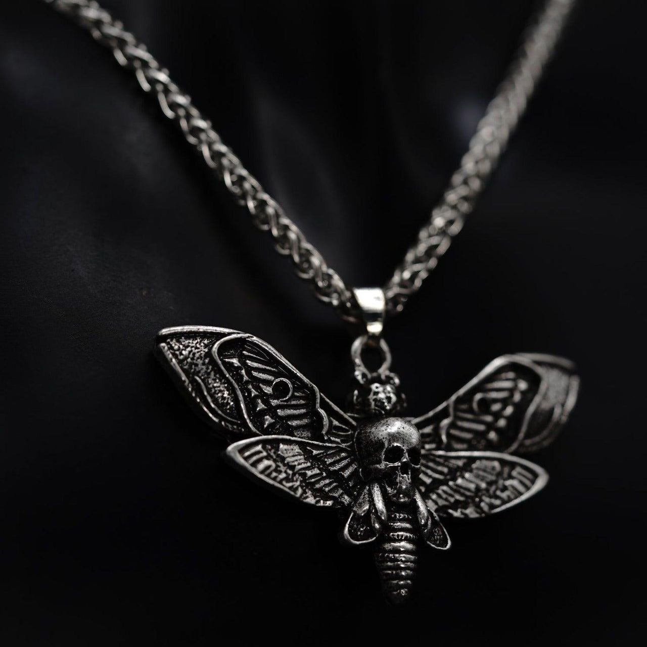 Death's-Head Moth Pendant - Black Feather Design