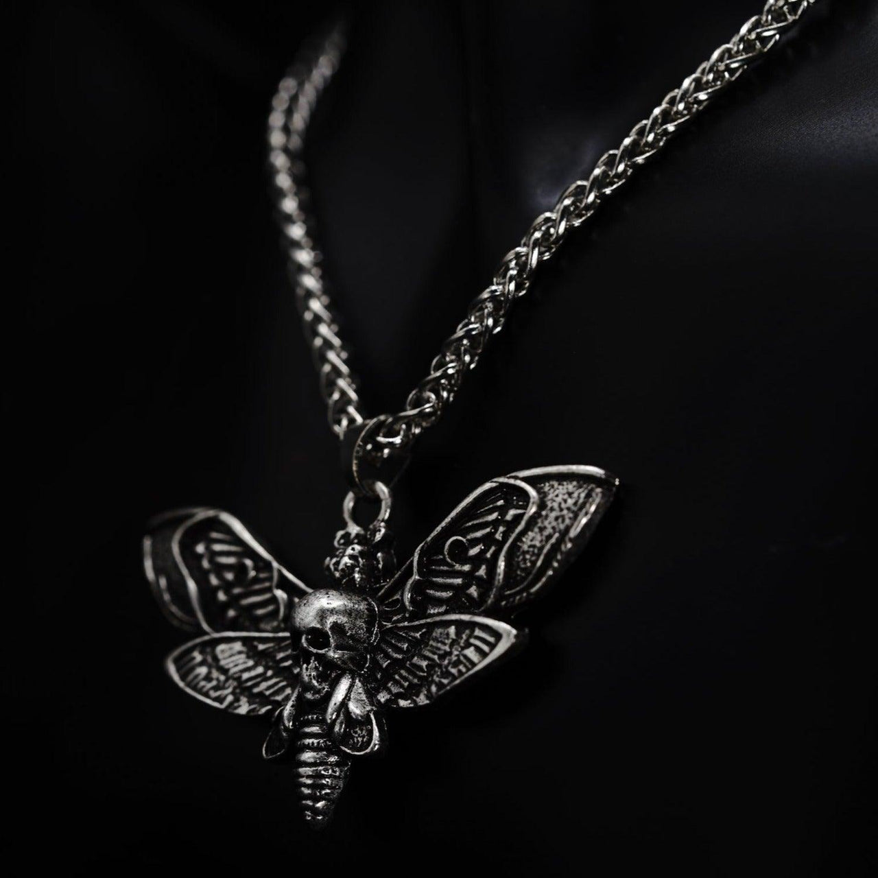 Death's-Head Moth Pendant - Black Feather Design