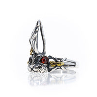 Thumbnail for Red eyed rabbit ring with gold carrot detail - Black Feather Design