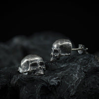 Thumbnail for Jawless - Black Feather Design Skull Earrings - 925 Sterling Silver